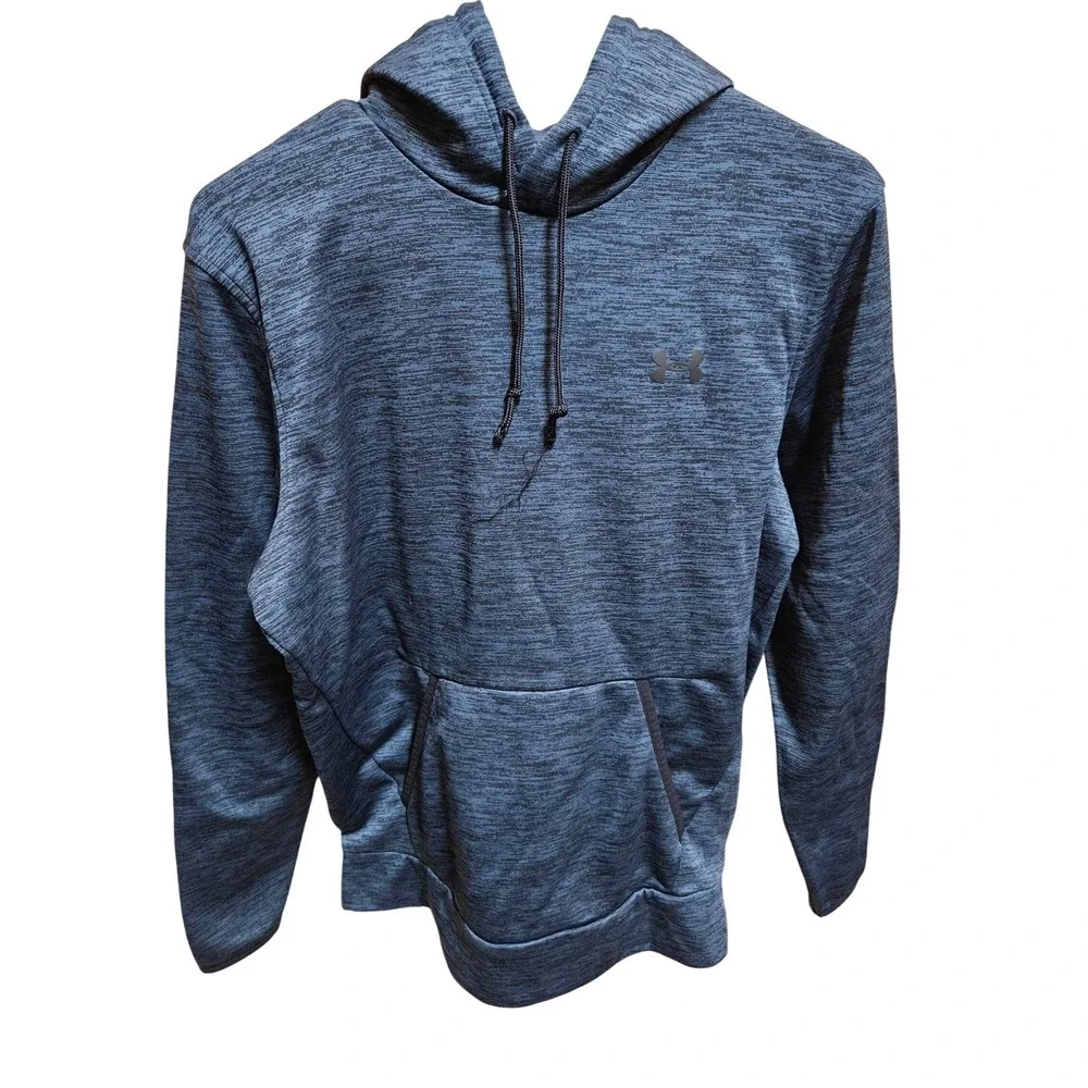Under Armour Mens ColdGear Hoodie Space Dye Navy‎ Blue Heathered Pullover Small